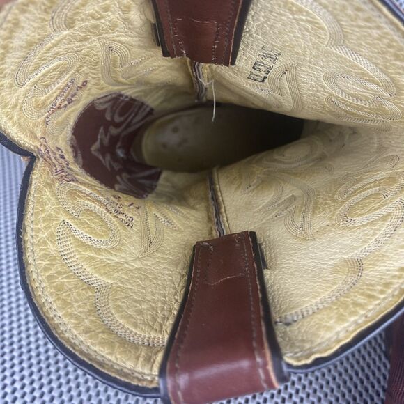 Vintage Justin Cowboy Boots Mens Size 11 D Brown Exotic Skin Western Pull On